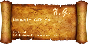 Neuwelt Géza névjegykártya