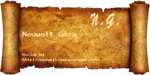 Neuwelt Géza névjegykártya